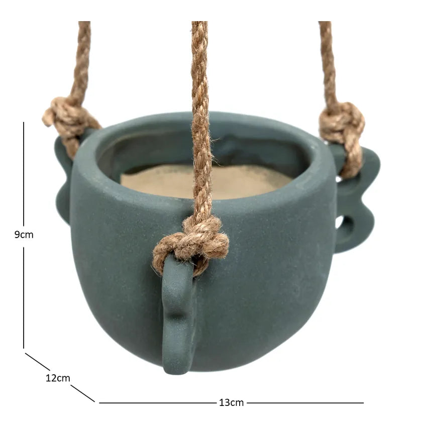 Ceramic Hanging Planter, Green