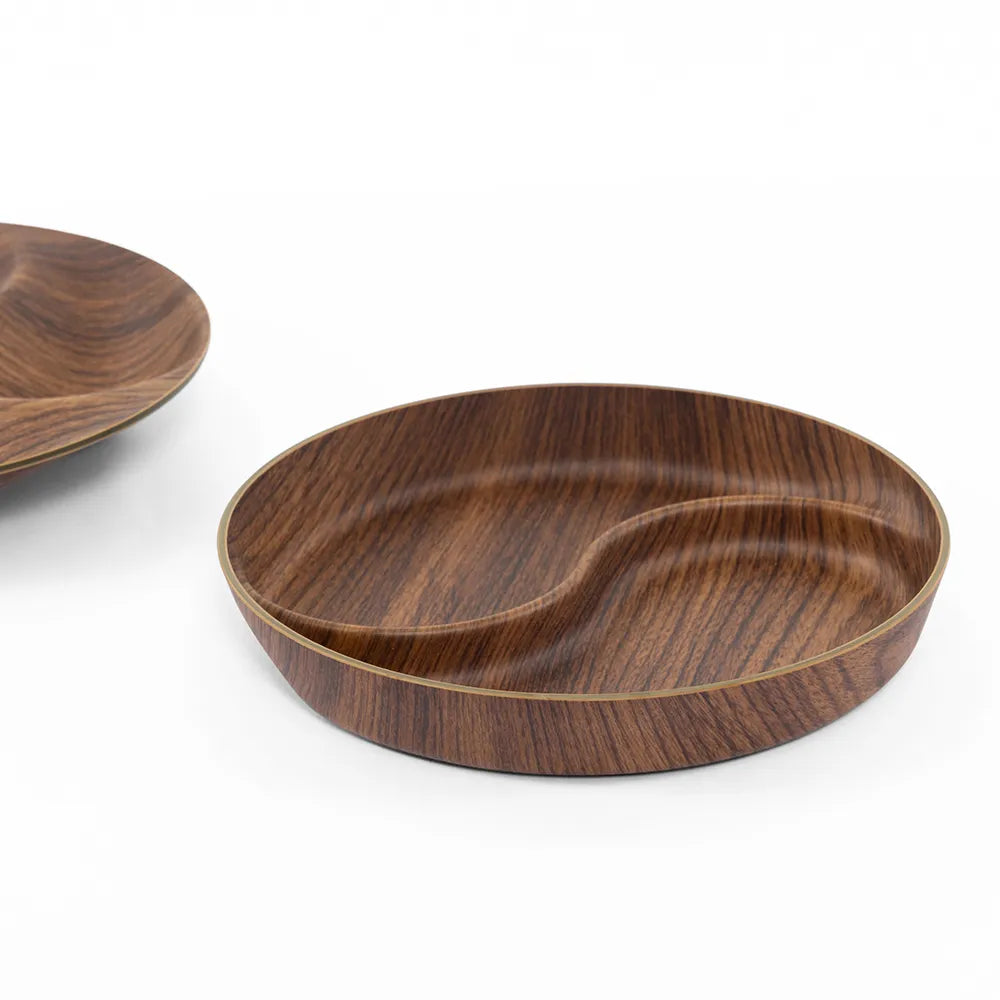 Tokyo Yin Yang 2 Compartment Dish, Mahogany-21x21cm