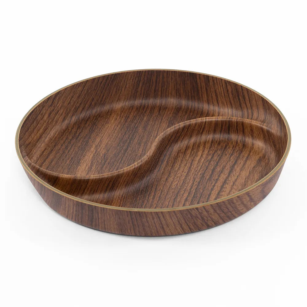 Tokyo Yin Yang 2 Compartment Dish, Mahogany-21x21cm